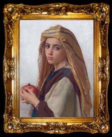 framed  William-Adolphe Bouguereau Girl with a pomegranate, ta009-2
